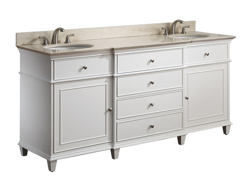 48 Inch White Bathroom Vanity With Carrera Marble Top