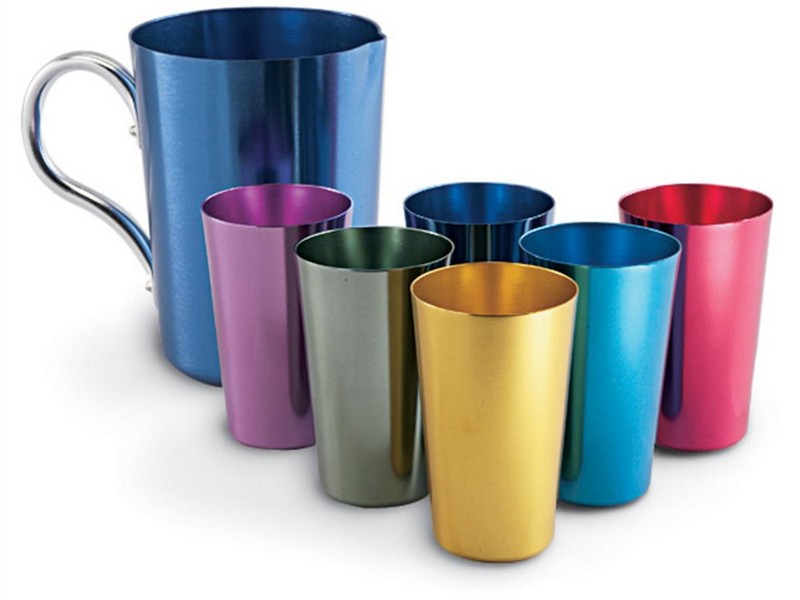 Aluminum Drinking Glasses And Pitcher