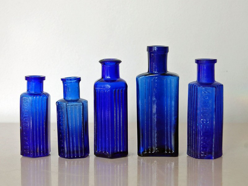 Antique Blue Glass Bottles