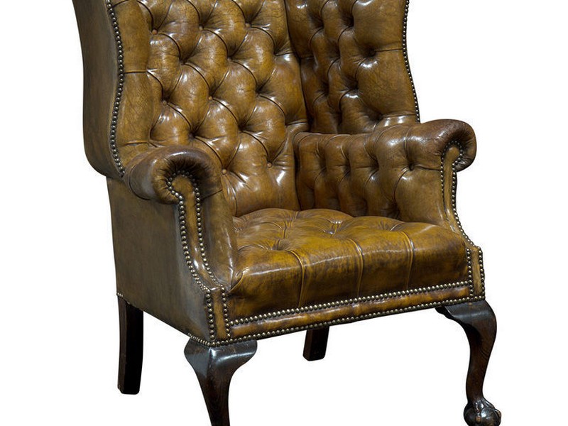 Antique Leather Library Chair