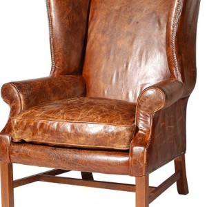 Antique Leather Wingback Chair