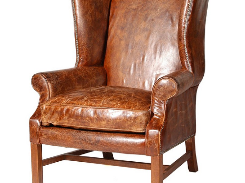 Antique Leather Wingback Chair