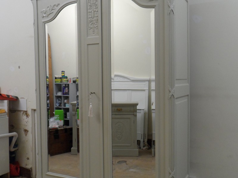 Antique Mirrored Wardrobe Armoire