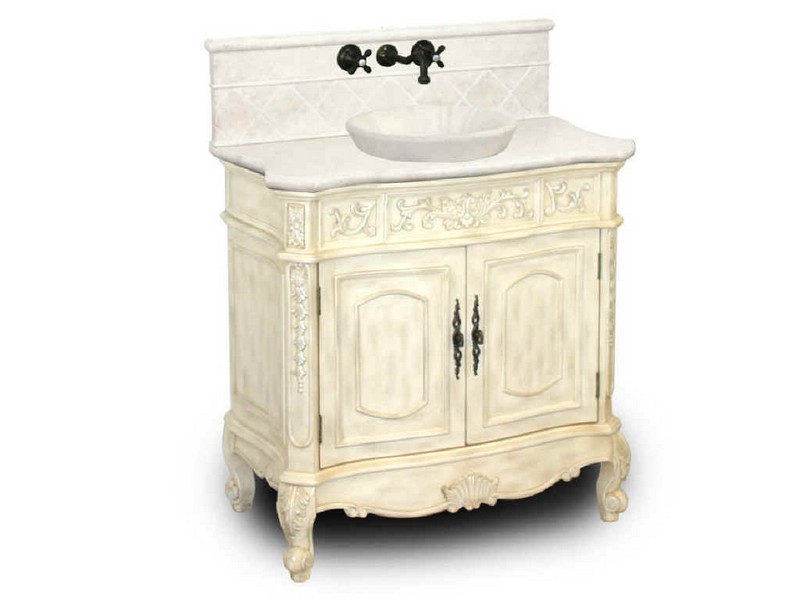 Antique White Bathroom Vanity Cabinet