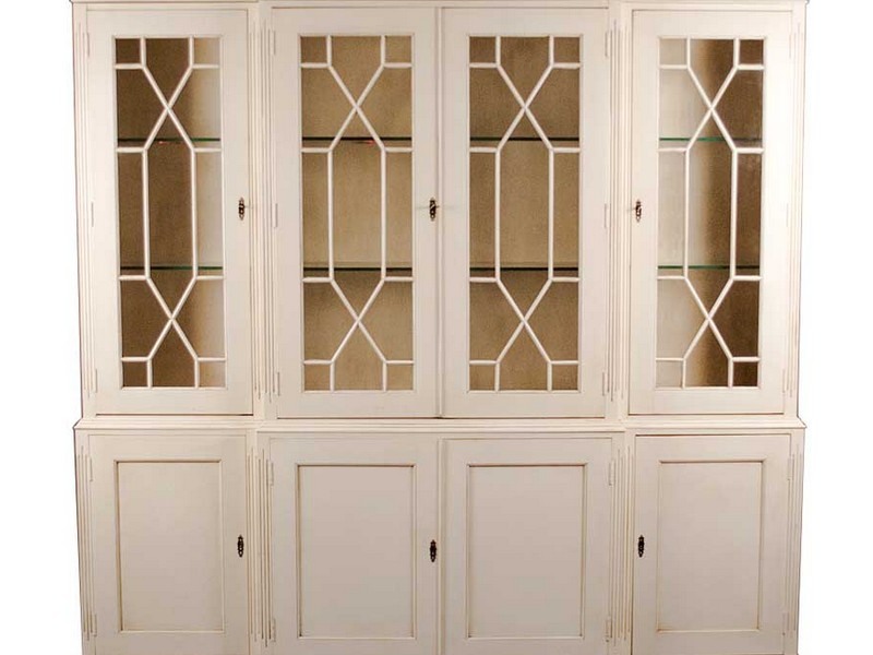 Antique White Bookcase With Glass Doors
