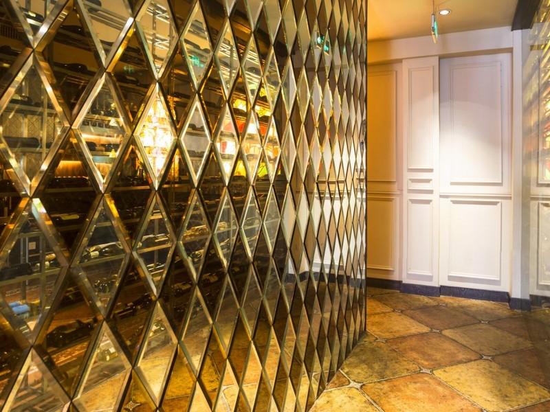 Antiqued Mirror Tiles With Rosettes