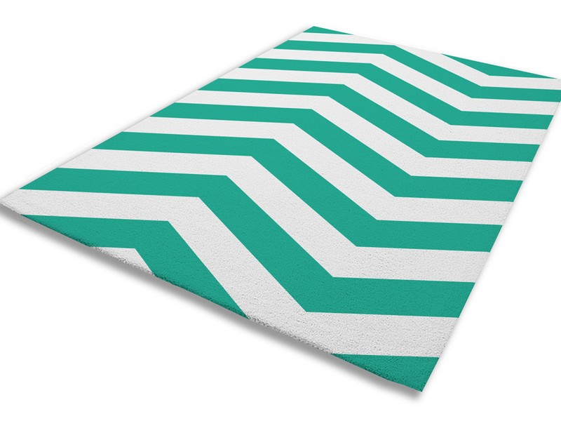 Aqua Chevron Rug