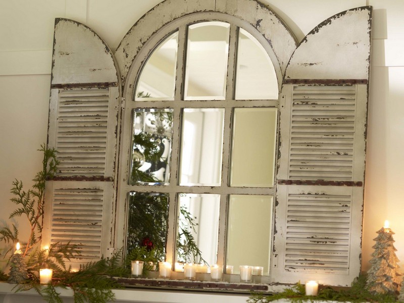 Arched Window Mirror With Shutters