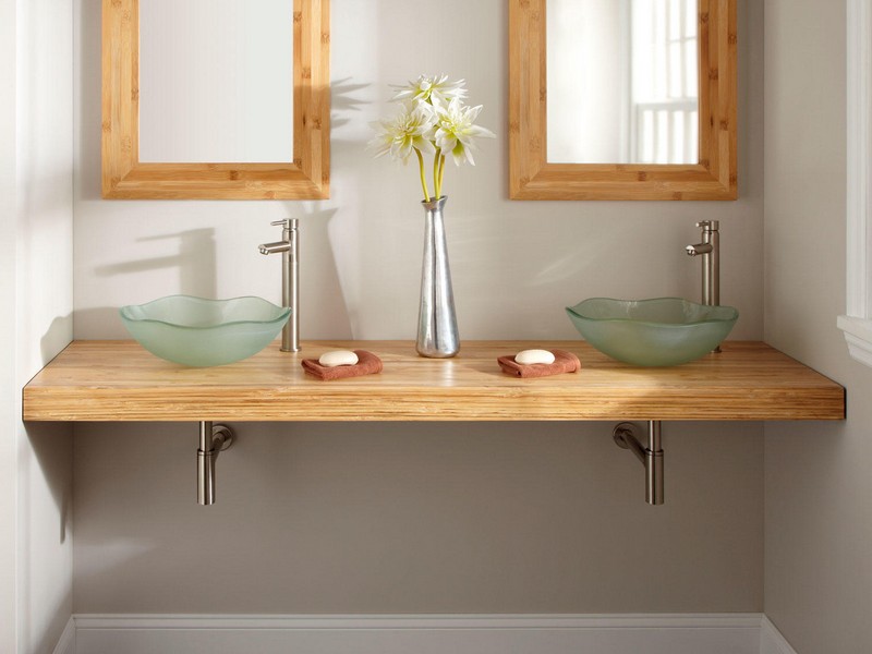 Bamboo Bathroom Vanity Double Sink