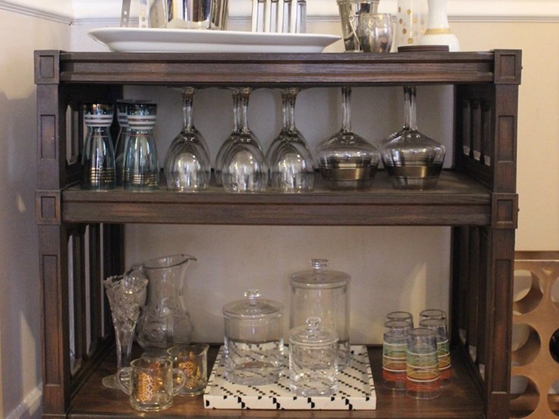 Bar Cart With Wine Glass Rack