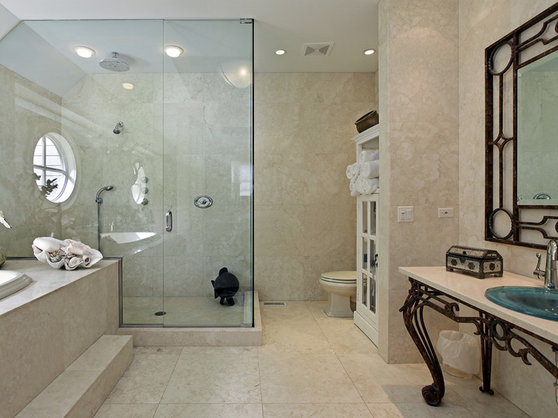 Master Bath With Large Step In Shower