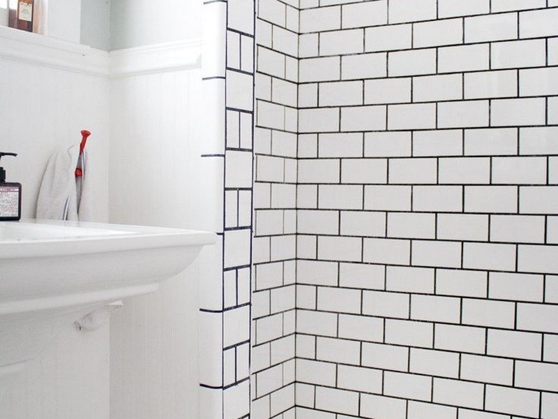 Bathroom Subway Tile Dark Grout