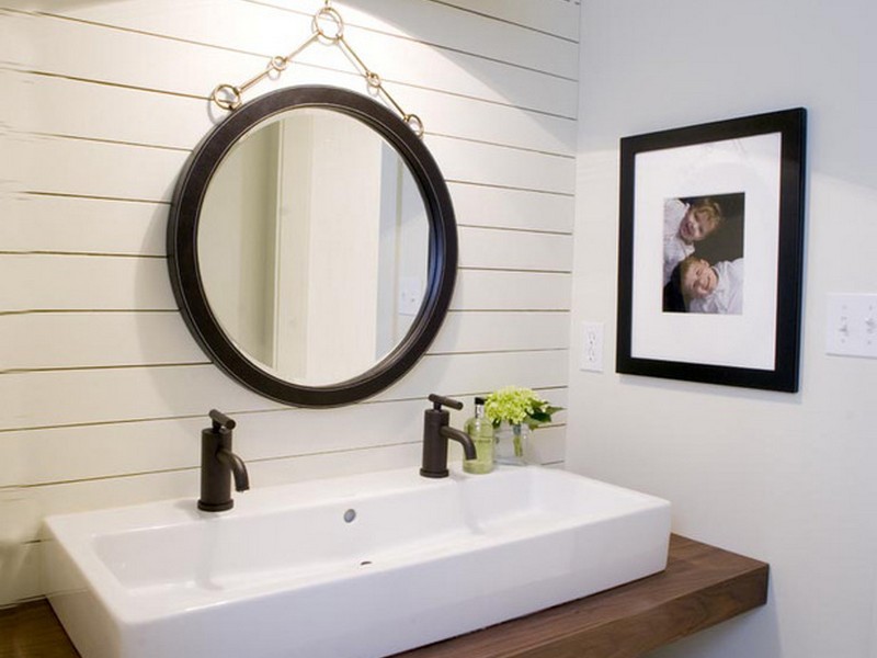 Bathroom Trough Sink Two Faucets