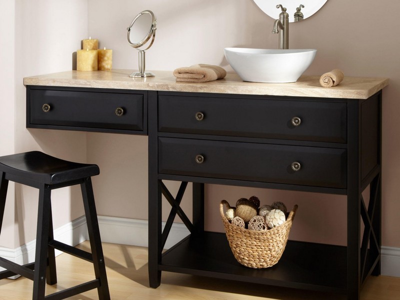 Bathroom Vanity With Sink And Makeup Area