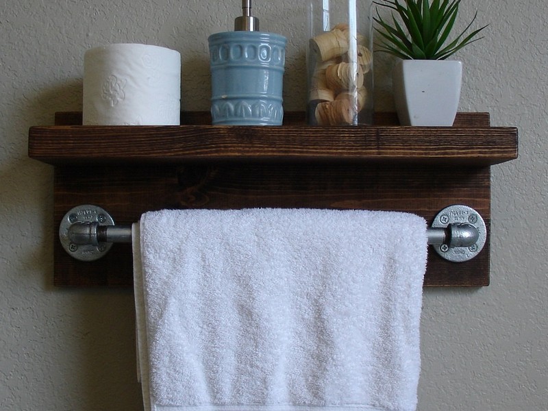 Bathroom Wall Shelf With Towel Bar