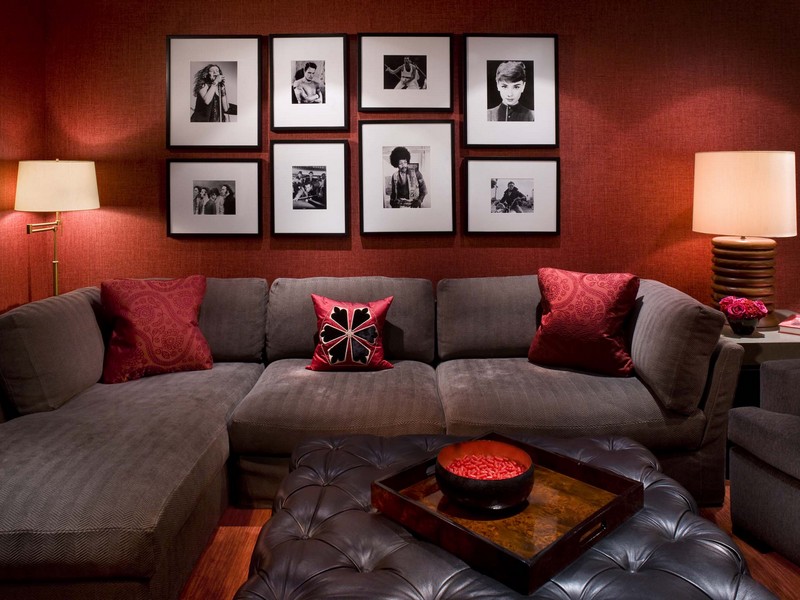 Beige Couch Red Pillows