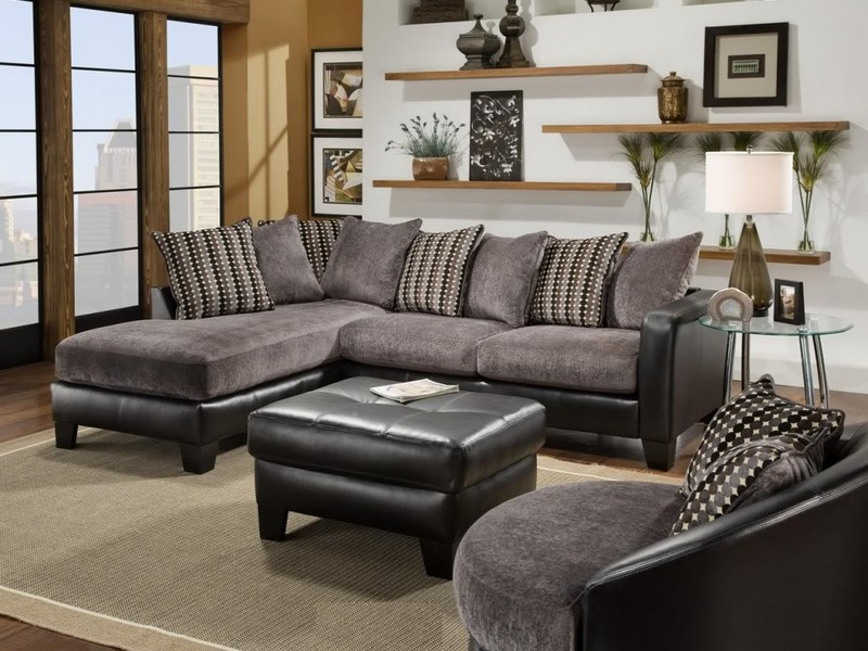 Black And Grey Microfiber Sectional