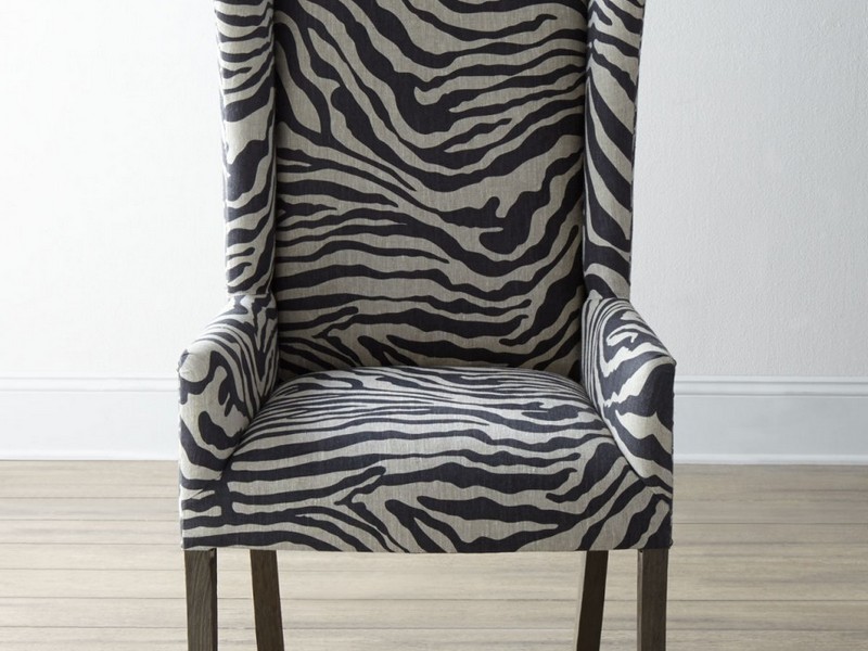 Black And White Striped Wingback Chairs