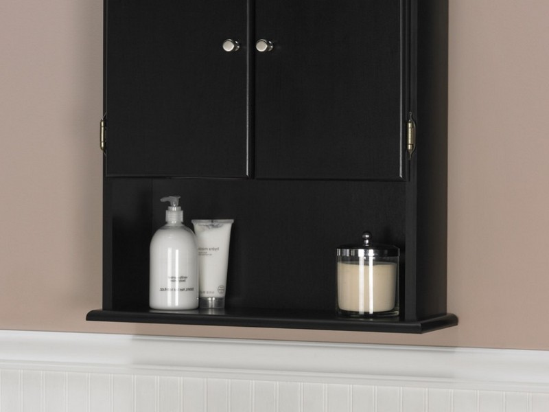 Black Bathroom Wall Cabinet With Towel Bar