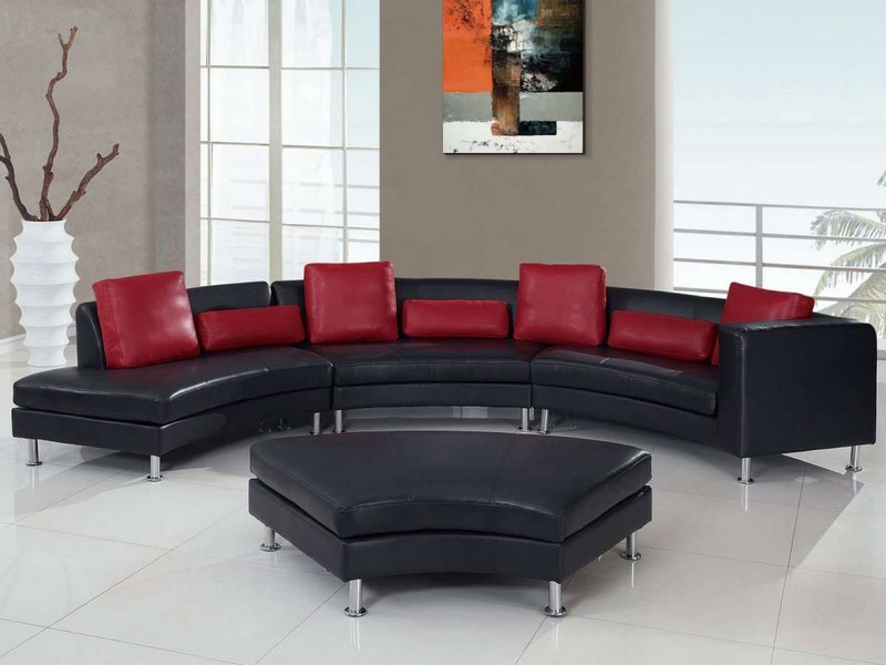 Black Couch Red Pillows