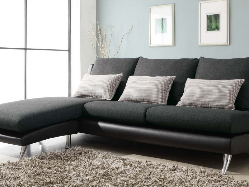 Black Fabric Sectional Sofa With Chaise