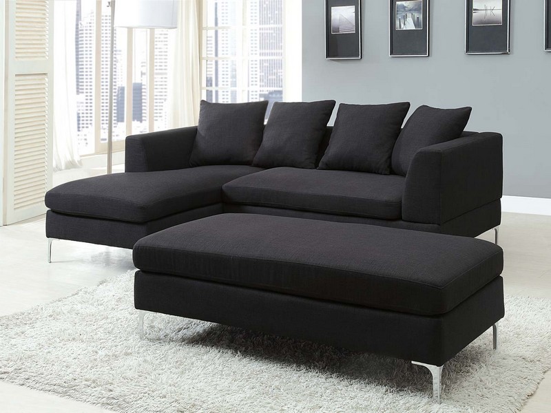 Black Fabric Sectional Sofa