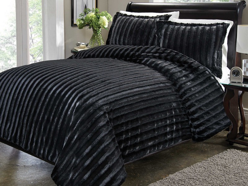 Black Faux Fur Duvet Cover