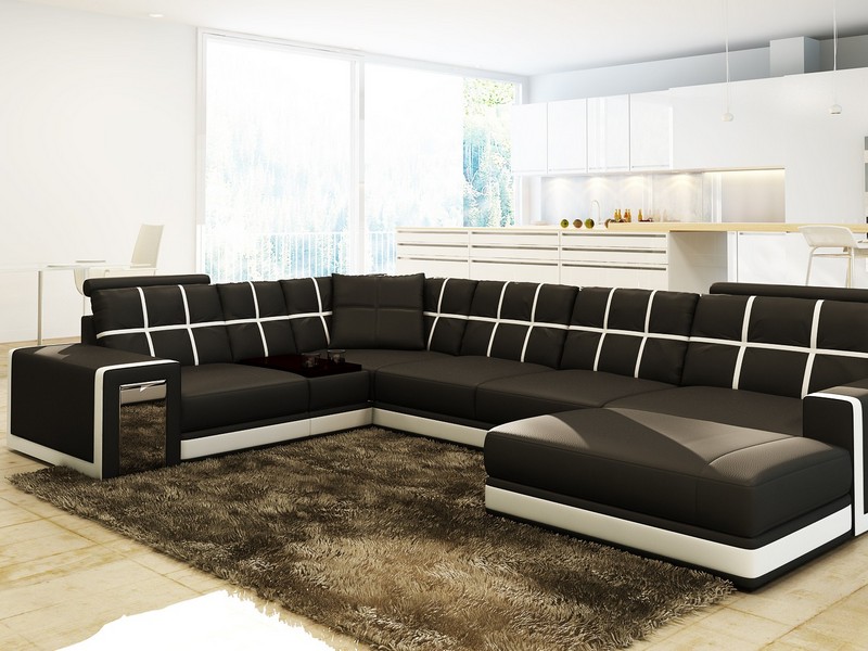Black Leather Chaise Sofa