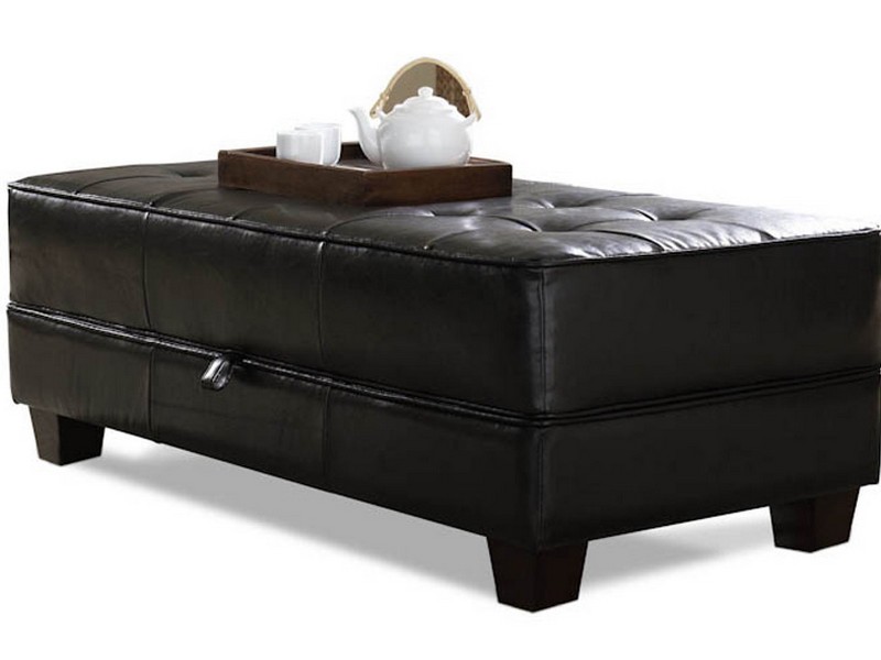 Black Leather Ottoman Coffee Table