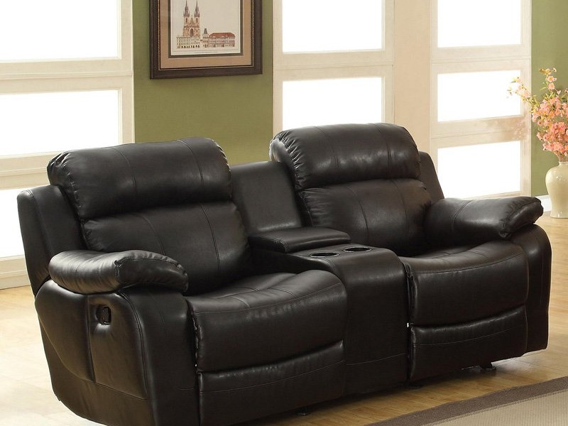 Black Leather Reclining Loveseat