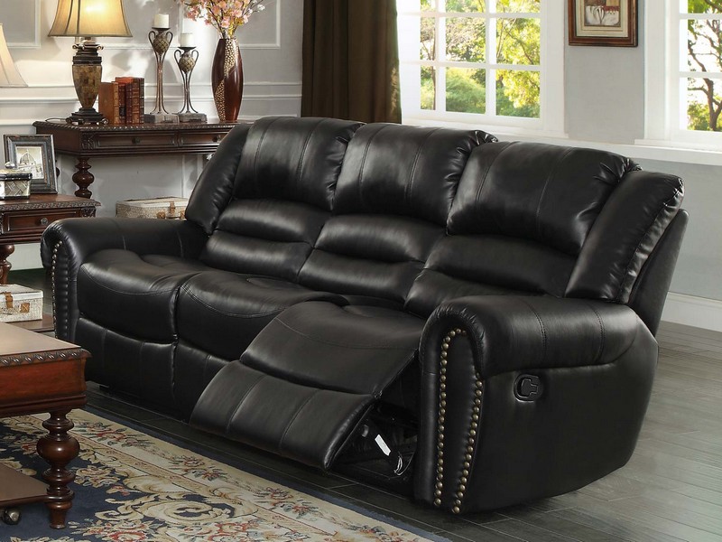 Black Leather Reclining Sofa Set