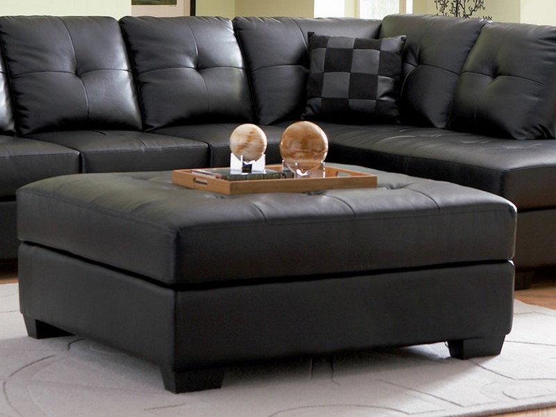 Black Leather Sectional With Ottoman