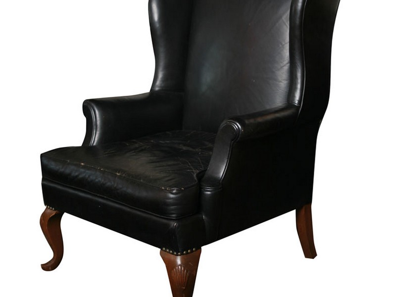 Black Leather Wingback Chair