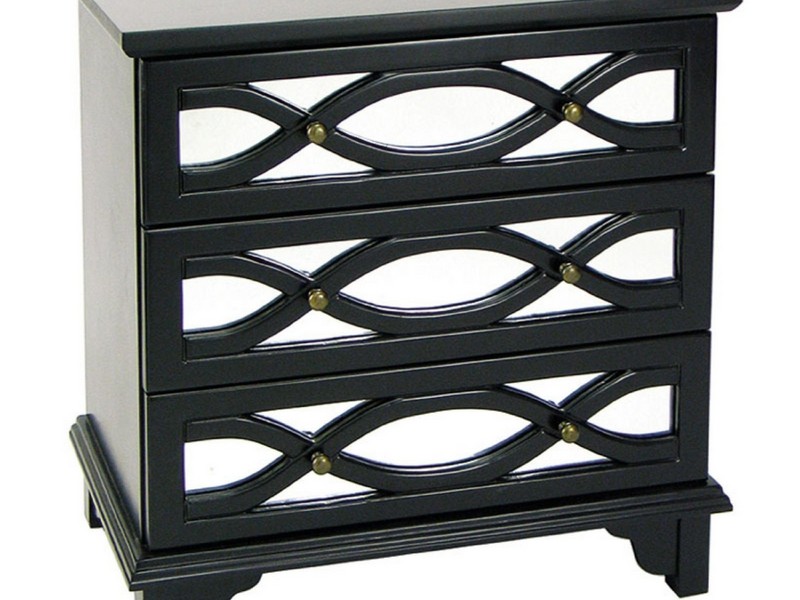 Black Mirrored Nightstand