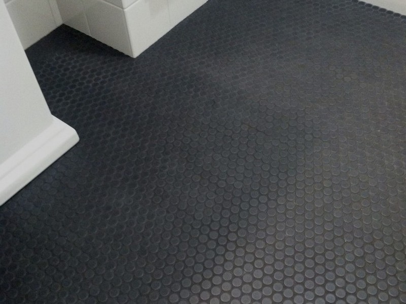 Black Penny Tile Bathroom Floor