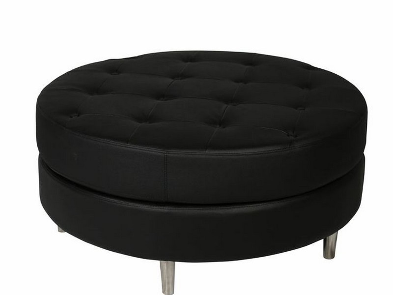 Black Round Ottoman