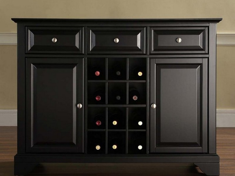 Black Sideboard With Wine Rack