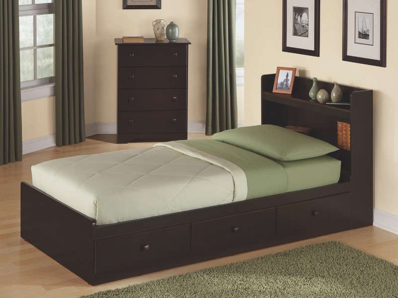 Black Twin Bed With Storage Drawers