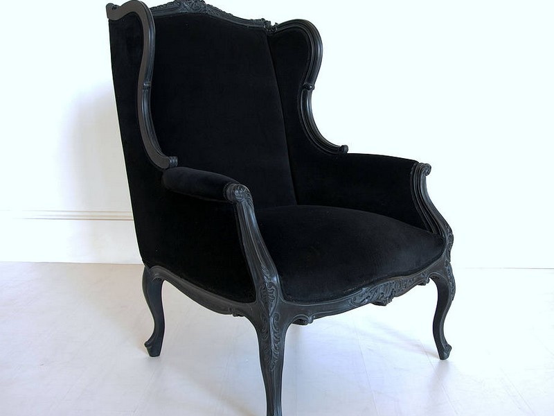 Black Velvet Wingback Chair