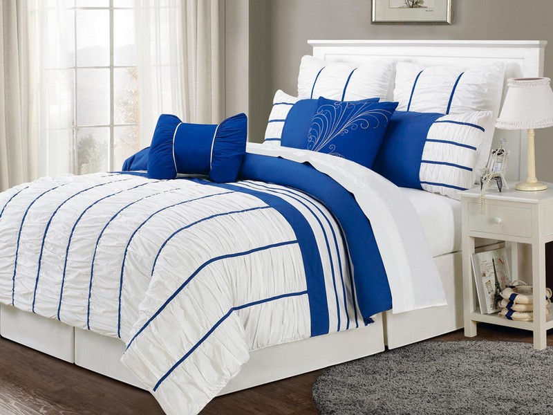 Blue And White Striped Sheets King