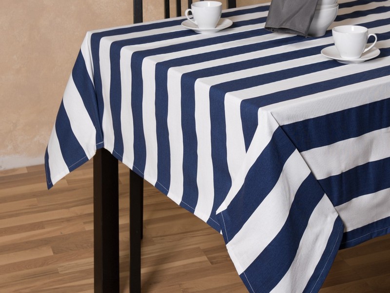 Blue And White Striped Tablecloth Plastic