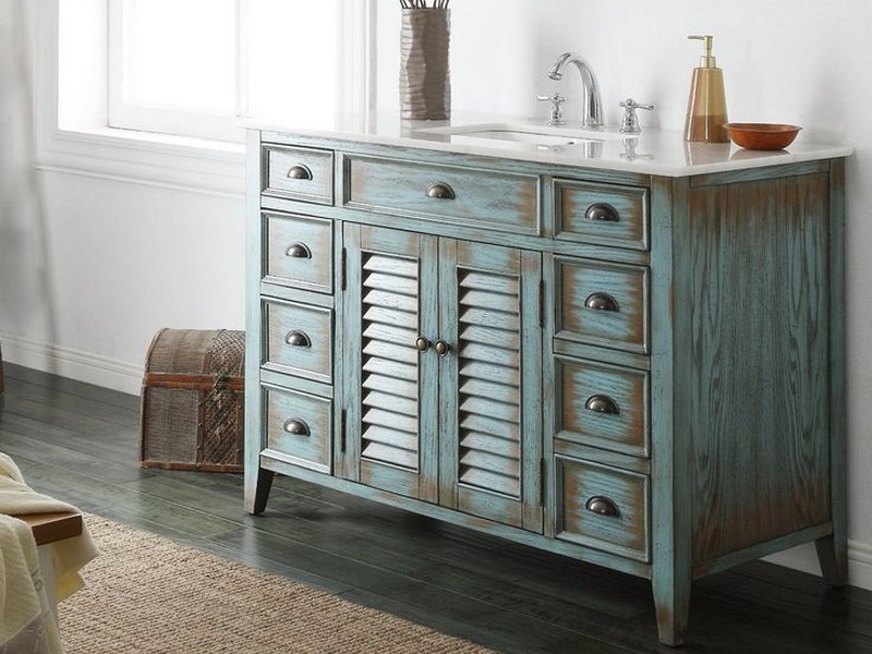 Blue Distressed Bathroom Vanity