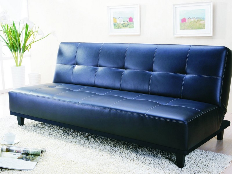 Blue Leather Loveseat