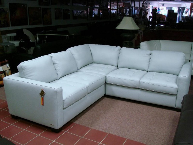 Blue Leather Sectional Couch
