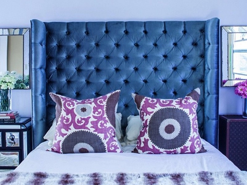 Blue Tufted Headboard