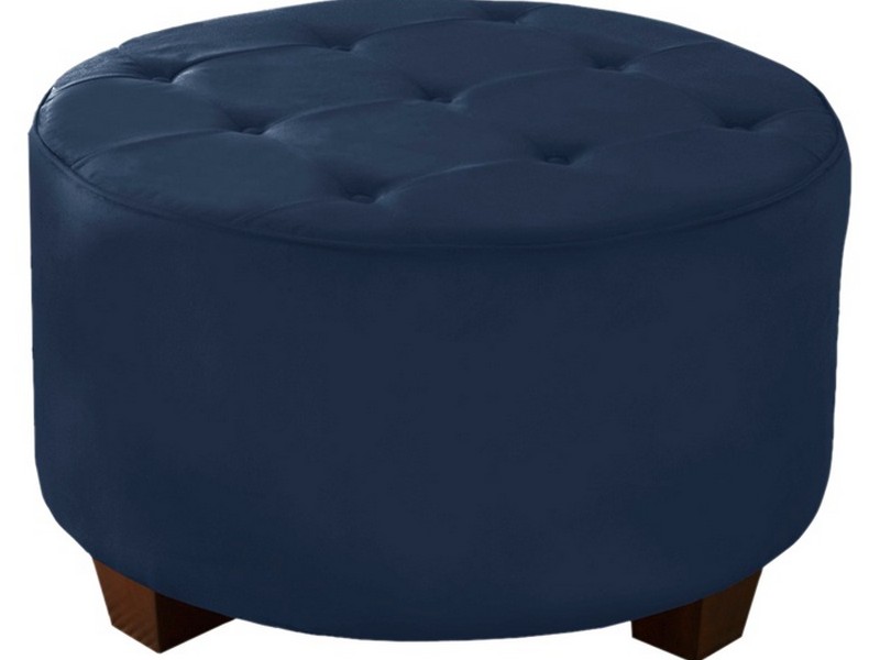 Blue Tufted Ottoman