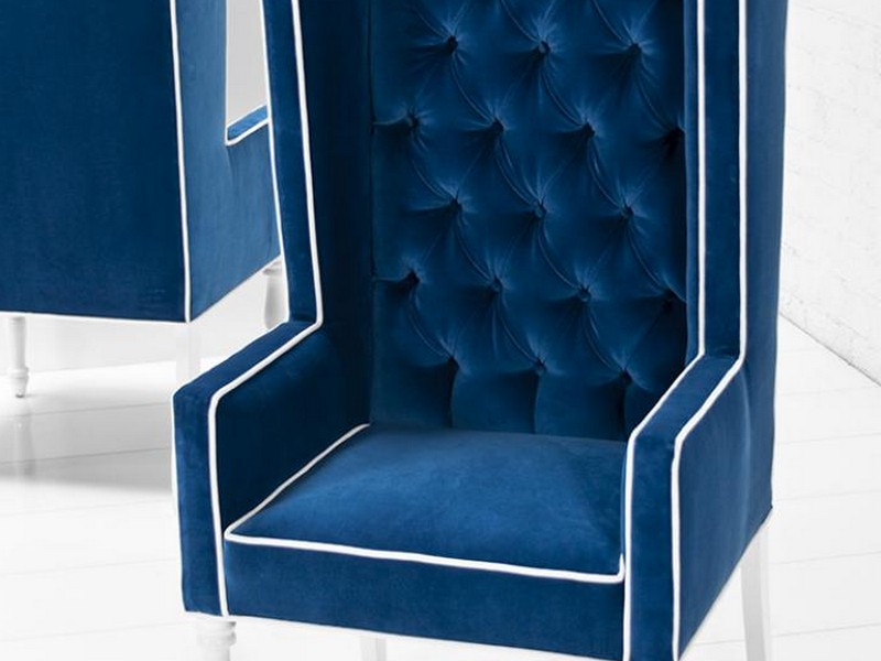 Blue Velvet Wingback Chair