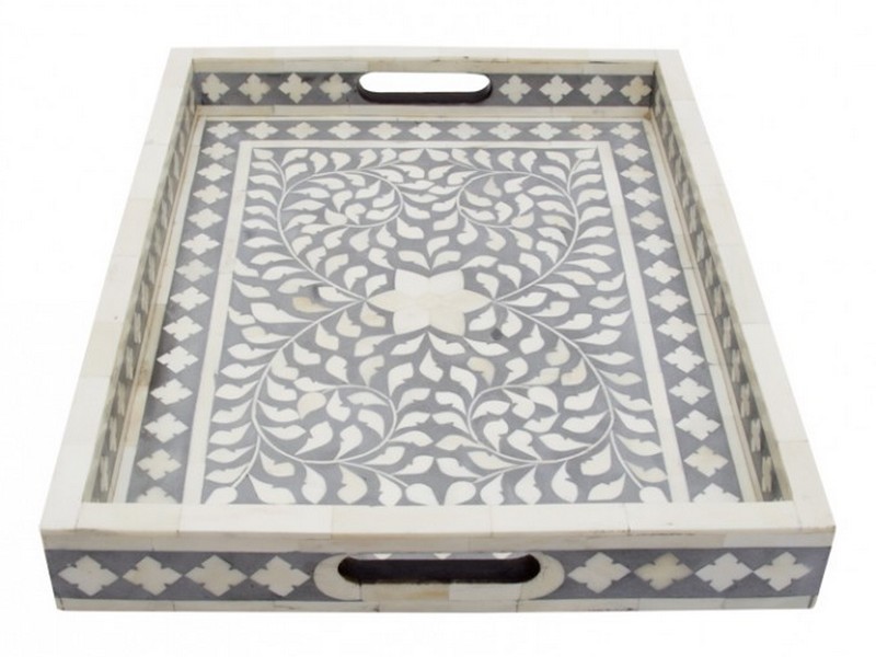 Bone Inlay Tray In Black