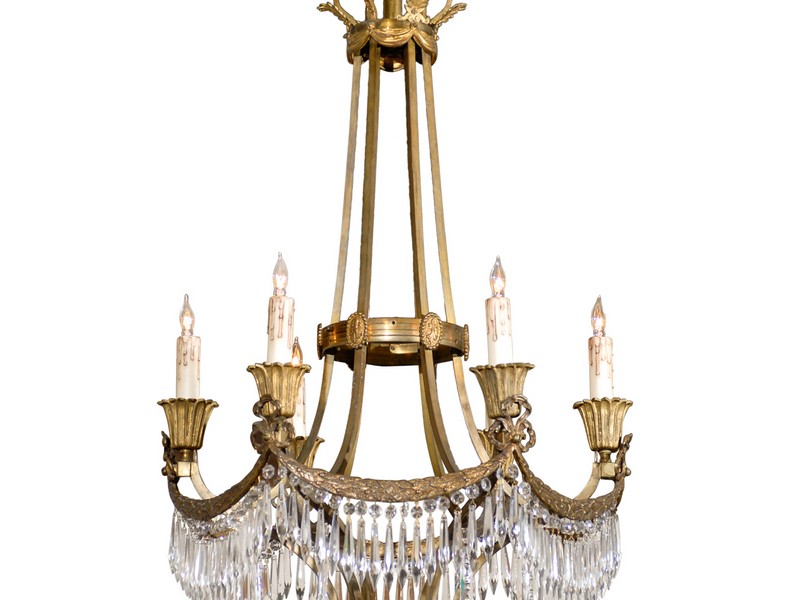 Bronze And Crystal Chandelier