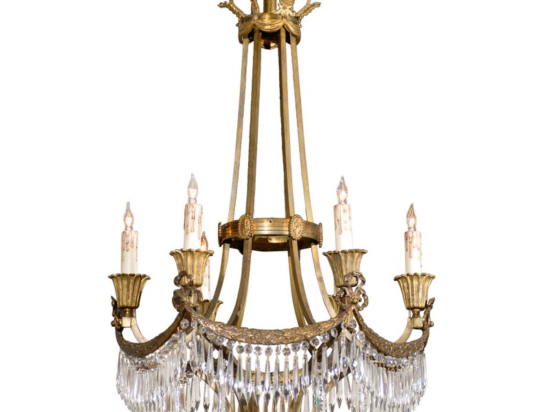 Bronze And Crystal Chandelier
